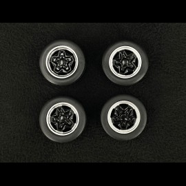 Set of 4 wheels with ATS Cookie Cutter rims for Porsche 911 from 1968 to 1988 Black 1/18 KK Scale KKDCACC028