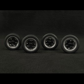 Set of 4 wheels with ATS Cookie Cutter rims for Porsche 911 from 1968 to 1988 Black 1/18 KK Scale KKDCACC028