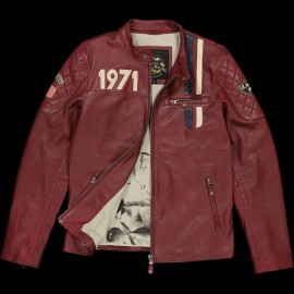 Steve McQueen Jacke Le Mans 1971 Racing Leder Dunkelrot - Herren