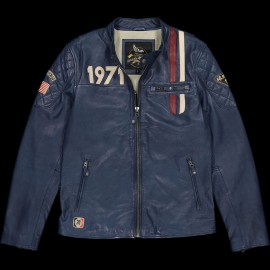 Steve McQueen Jacket Le Mans 1971 Racing Leather Dark blue - men
