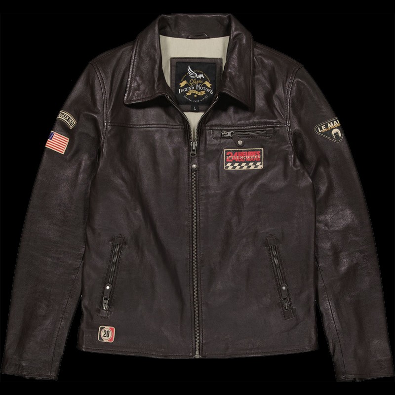 Lederjacke Steve McQueen 24H Du Mans Lewis braun - Herren