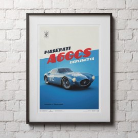 Maserati A6GCS Berlinetta 1954 Blue Poster Limited edition