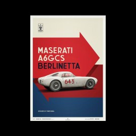 Maserati A6GCS Berlinetta 1954 White Poster Limited edition