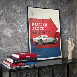 Maserati A6GCS Berlinetta 1954 Weiß Poster Limited edition