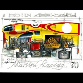 Porsche 917 Martini Racing Kyalami 1970 n° 2 original drawing by Sébastien Sauvadet