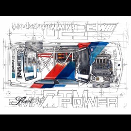 BMW M3 E30 Motorsport MPower DTM Sport Series Original Zeichnung von Sébastien Sauvadet