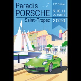 Plakat Paradis Porsche Saint-Tropez 2020 Drückplatte auf Aluminium Dibond 40 x 60 cm