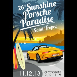 Poster Paradis Porsche Saint-Tropez 2019 printed on Aluminium Dibond plate 40 x 60 cm